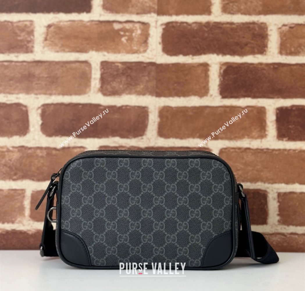 Gucci Mens GG Canvas Emblem Embossed Super Mini Bag Black 2025 ‎821216 (DLH-250210083)