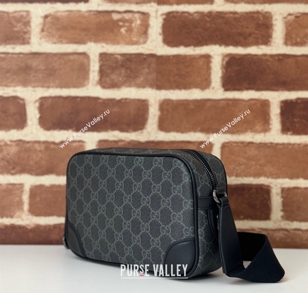 Gucci Mens GG Canvas Emblem Embossed Super Mini Bag Black 2025 ‎821216 (DLH-250210083)