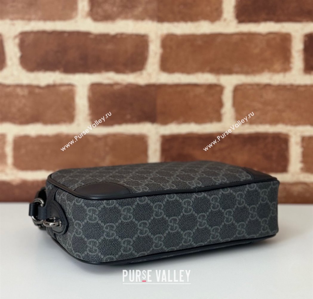 Gucci Mens GG Canvas Emblem Embossed Super Mini Bag Black 2025 ‎821216 (DLH-250210083)