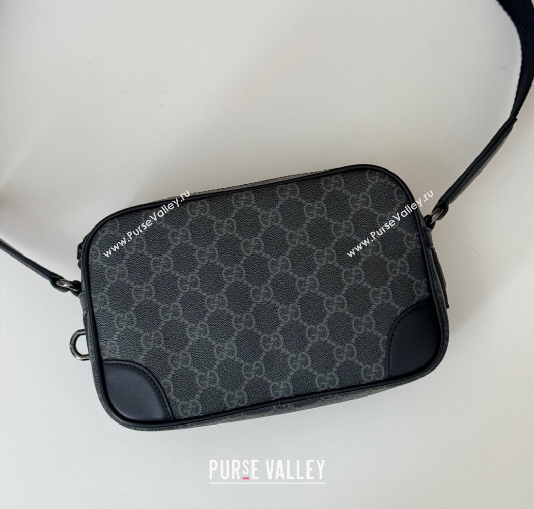 Gucci Mens GG Canvas Emblem Embossed Super Mini Bag Black 2025 ‎821216 (DLH-250210083)