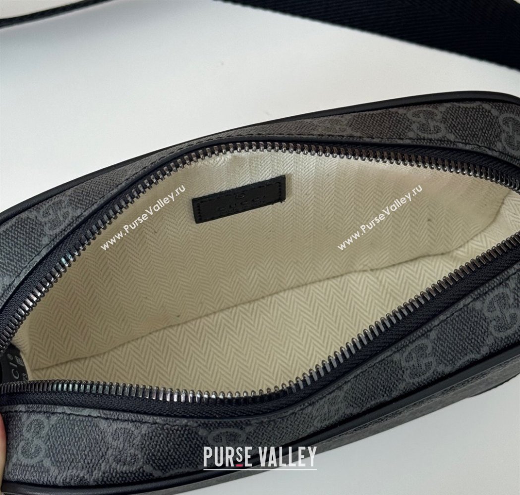 Gucci Mens GG Canvas Emblem Embossed Super Mini Bag Black 2025 ‎821216 (DLH-250210083)