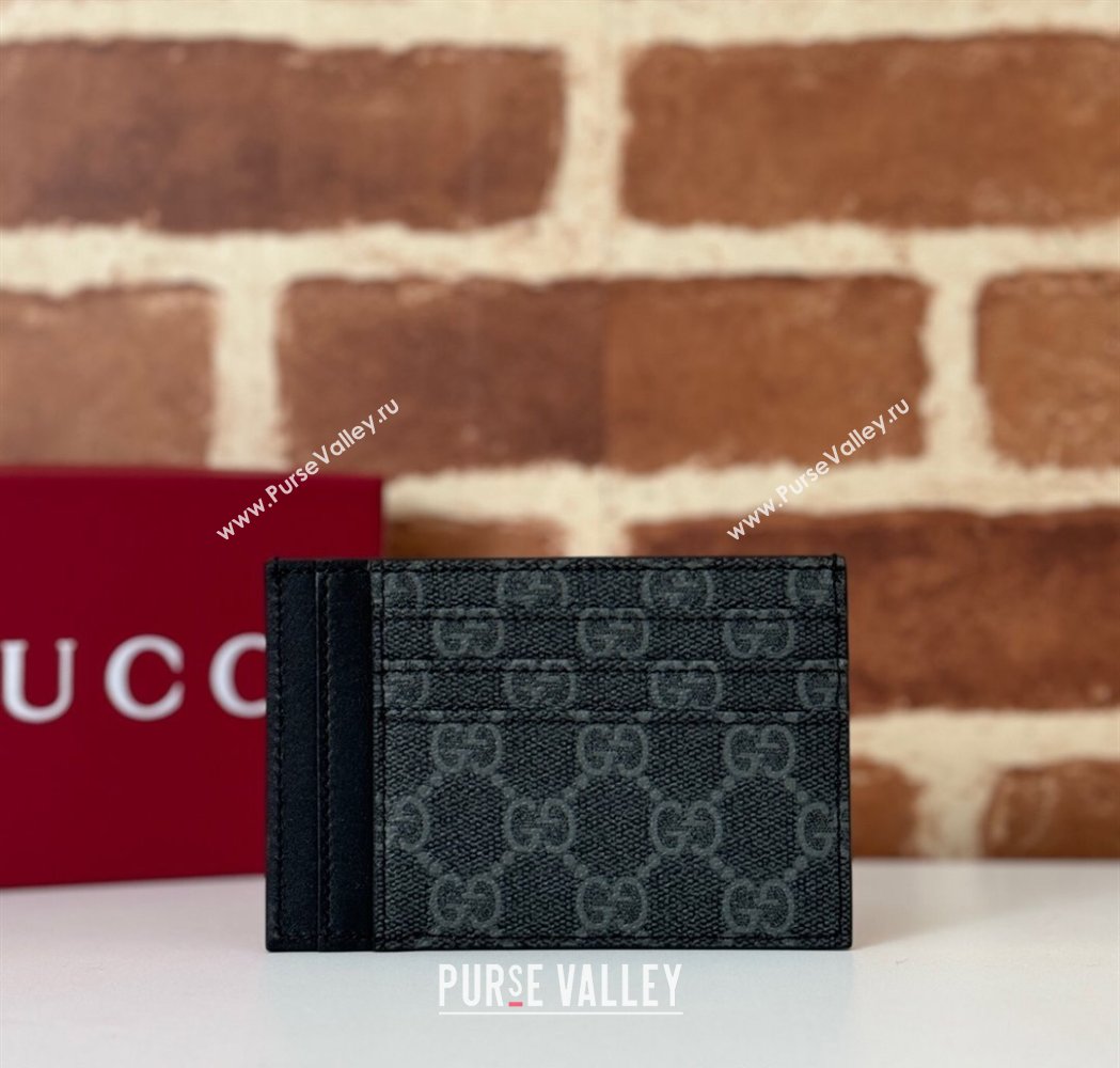 Gucci Mens GG Canvas Emblem Caed Case Wallet Black 2025 ‎821208 (DLH-250210085)