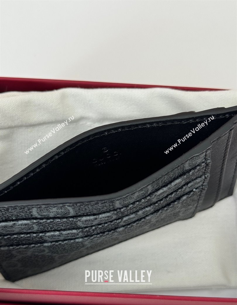 Gucci Mens GG Canvas Emblem Caed Case Wallet Black 2025 ‎821208 (DLH-250210085)