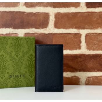 Gucci Mens GG Emblem Bi-Fold Embossed Caed Case Wallet Black 2025 ‎818953 (DLH-250210088)