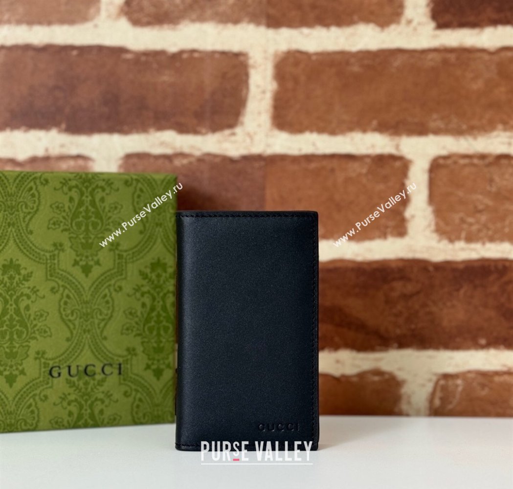 Gucci Mens GG Emblem Bi-Fold Embossed Caed Case Wallet Black 2025 ‎818953 (DLH-250210088)