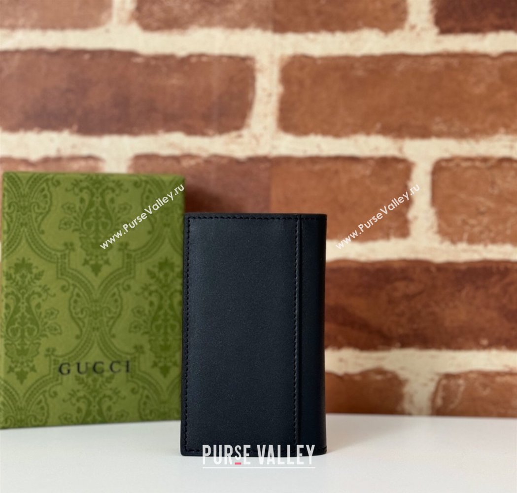 Gucci Mens GG Emblem Bi-Fold Embossed Caed Case Wallet Black 2025 ‎818953 (DLH-250210088)