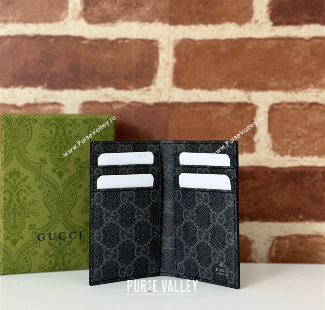 Gucci Mens GG Emblem Bi-Fold Embossed Caed Case Wallet Black 2025 ‎818953 (DLH-250210088)