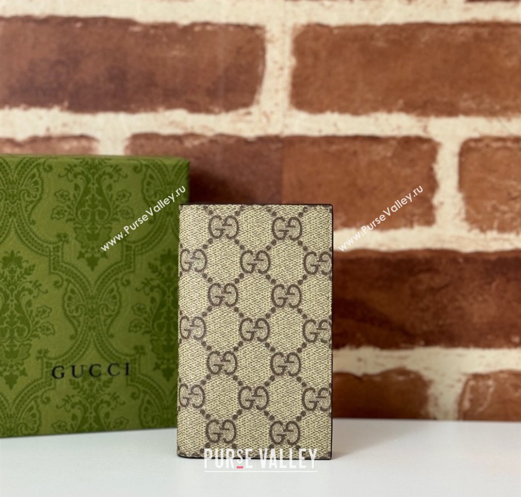 Gucci Mens GG Emblem Bi-Fold Caed Case Wallet Beige 2025 ‎821209 (DLH-250210090)