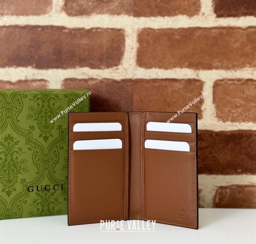 Gucci Mens GG Emblem Bi-Fold Caed Case Wallet Beige 2025 ‎821209 (DLH-250210090)