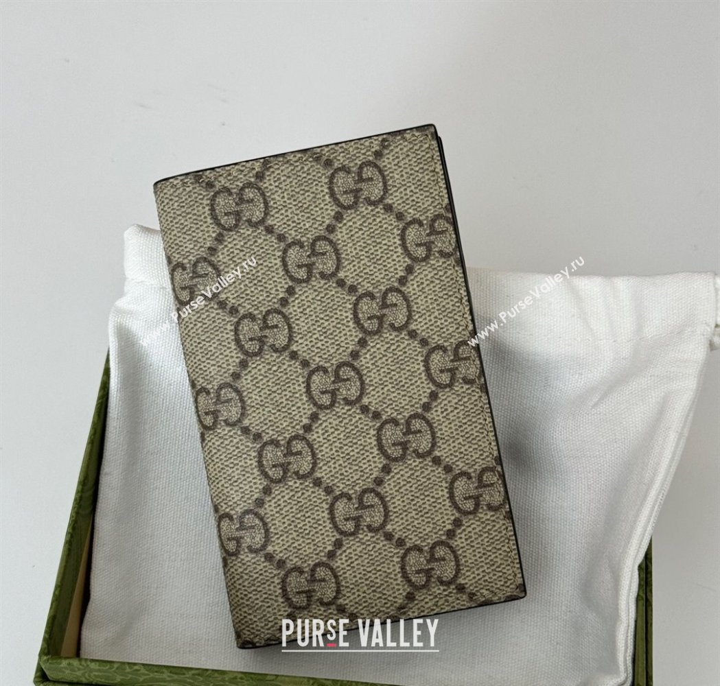 Gucci Mens GG Emblem Bi-Fold Caed Case Wallet Beige 2025 ‎821209 (DLH-250210090)