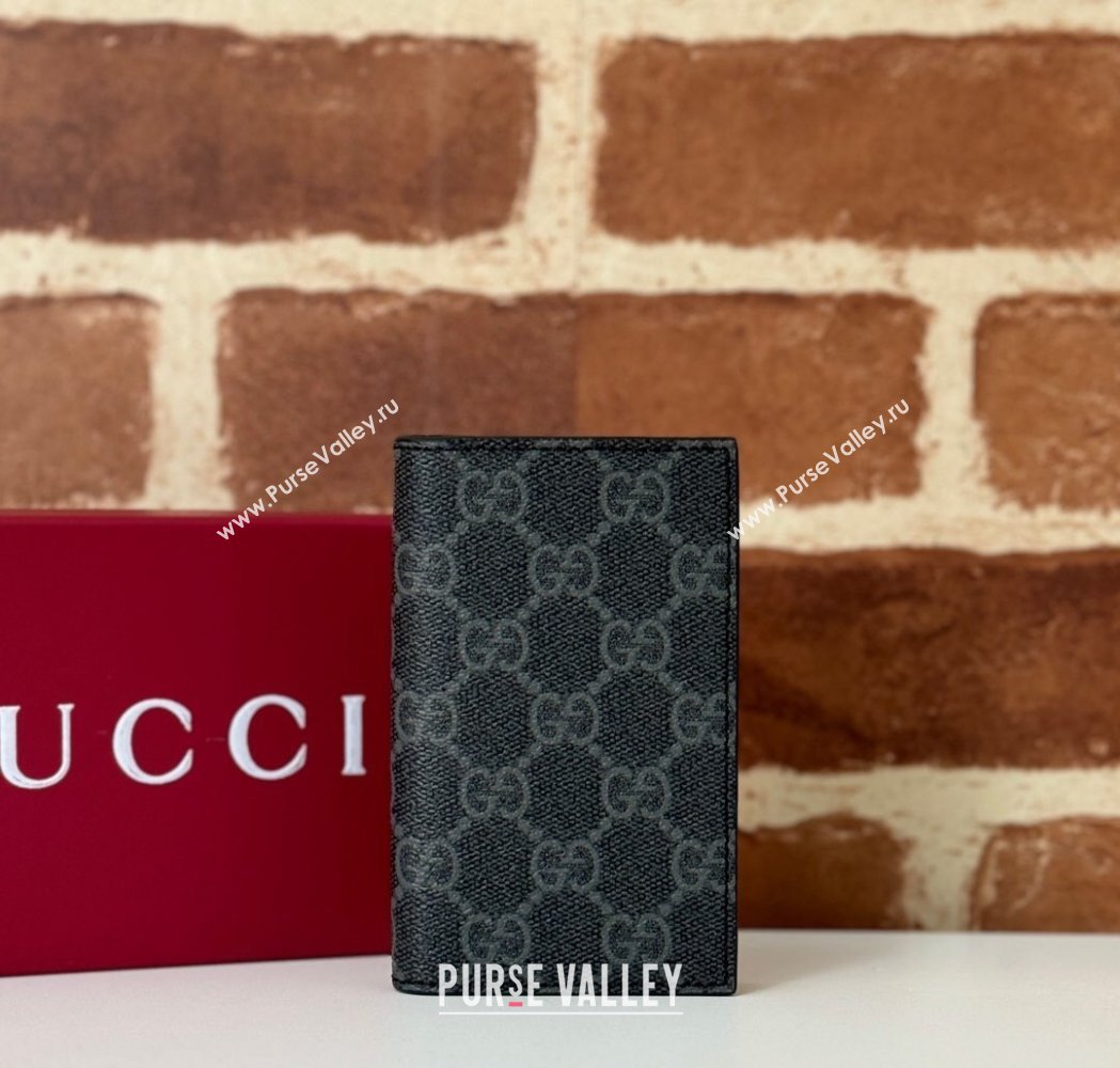 Gucci Mens GG Emblem Bi-Fold Caed Case Wallet Black 2025 ‎821209 (DLH-250210091)