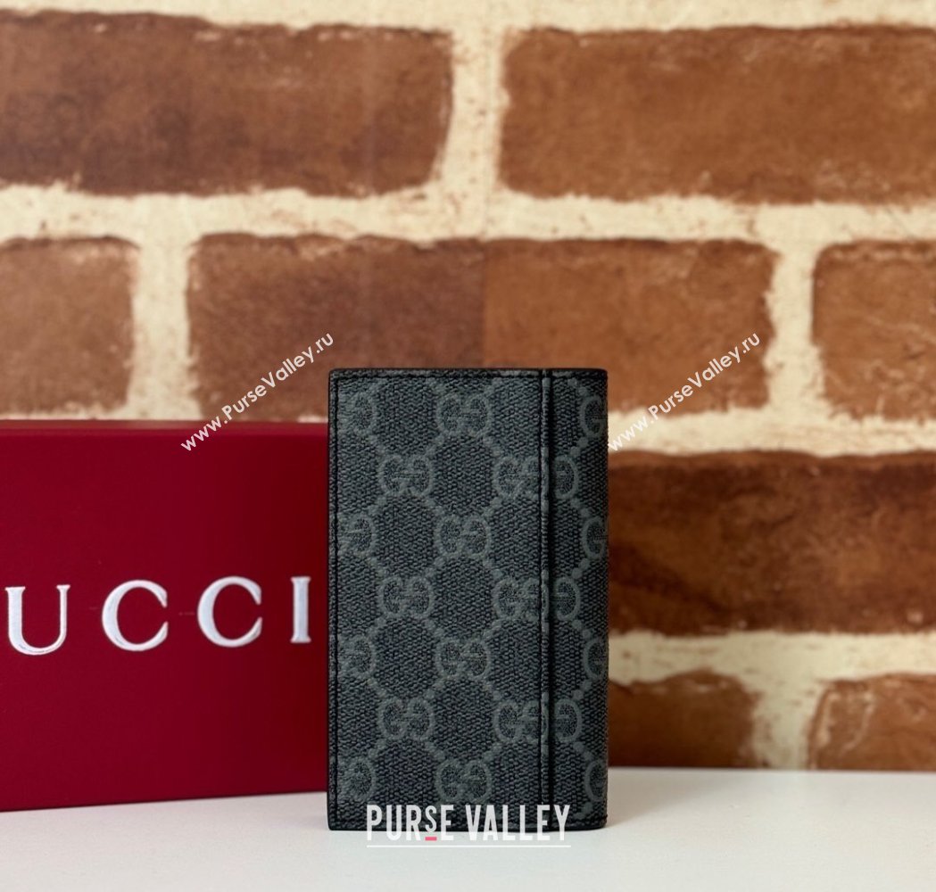Gucci Mens GG Emblem Bi-Fold Caed Case Wallet Black 2025 ‎821209 (DLH-250210091)