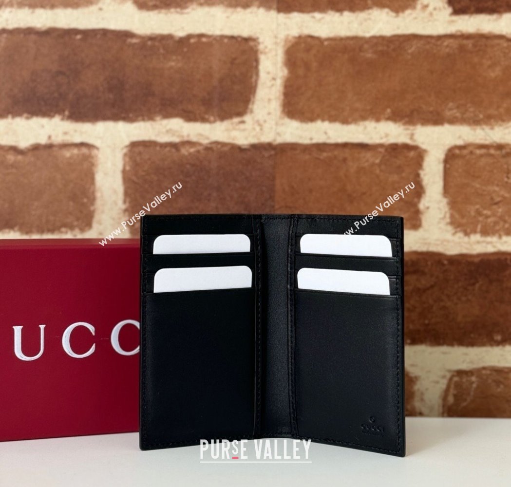 Gucci Mens GG Emblem Bi-Fold Caed Case Wallet Black 2025 ‎821209 (DLH-250210091)