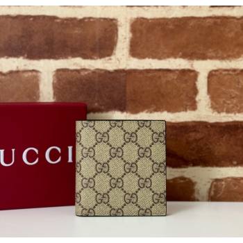 Gucci Mens GG Emblem Bi-Fold Wallet Beige 2025 ‎821206 (DLH-250210092)