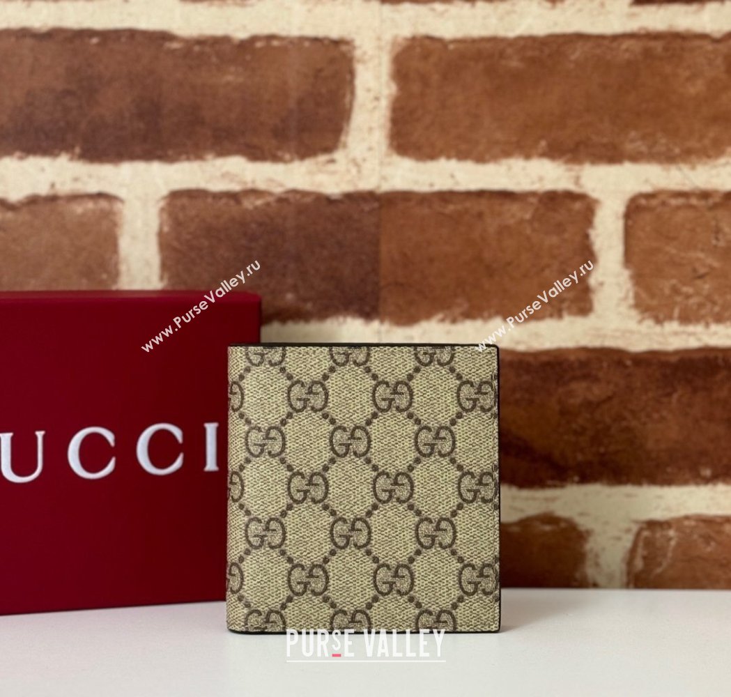 Gucci Mens GG Emblem Bi-Fold Wallet Beige 2025 ‎821206 (DLH-250210092)