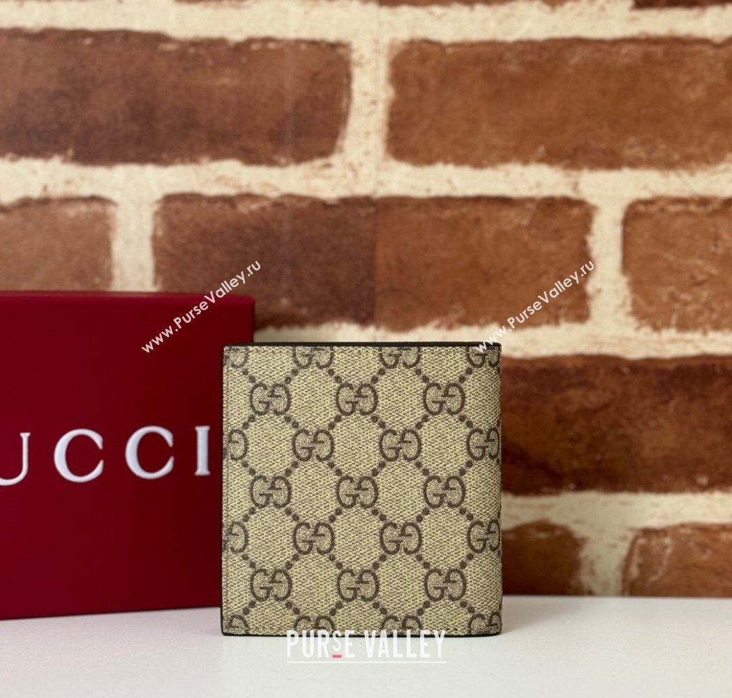 Gucci Mens GG Emblem Bi-Fold Wallet Beige 2025 ‎821206 (DLH-250210092)