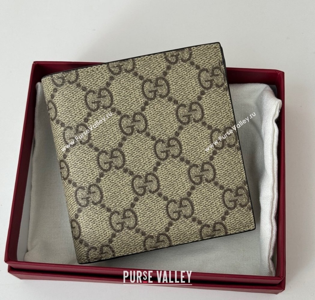 Gucci Mens GG Emblem Bi-Fold Wallet Beige 2025 ‎821206 (DLH-250210092)