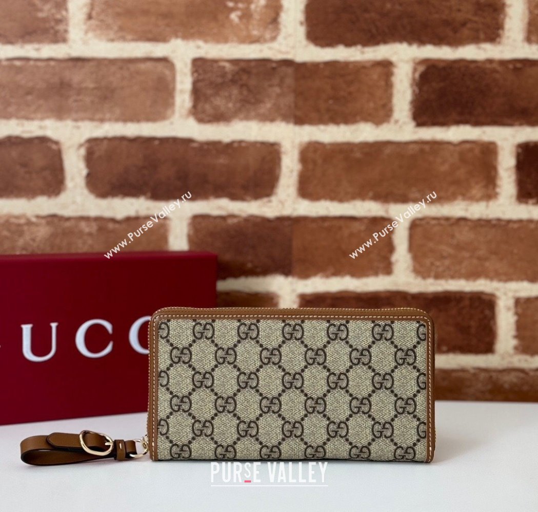 Gucci GG Canvas Emblem Zip Around Wallet Brown 2025 ‎819122 (DLH-250210094)