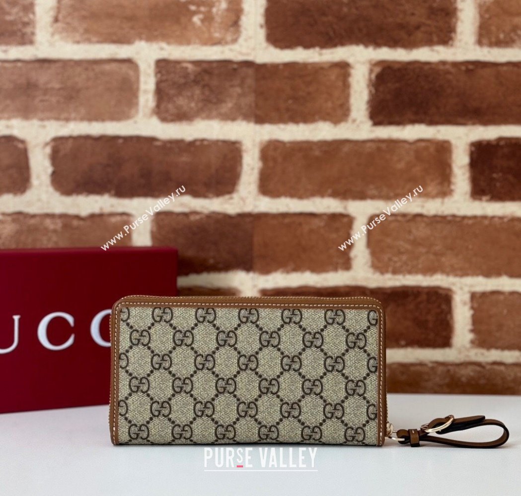 Gucci GG Canvas Emblem Zip Around Wallet Brown 2025 ‎819122 (DLH-250210094)