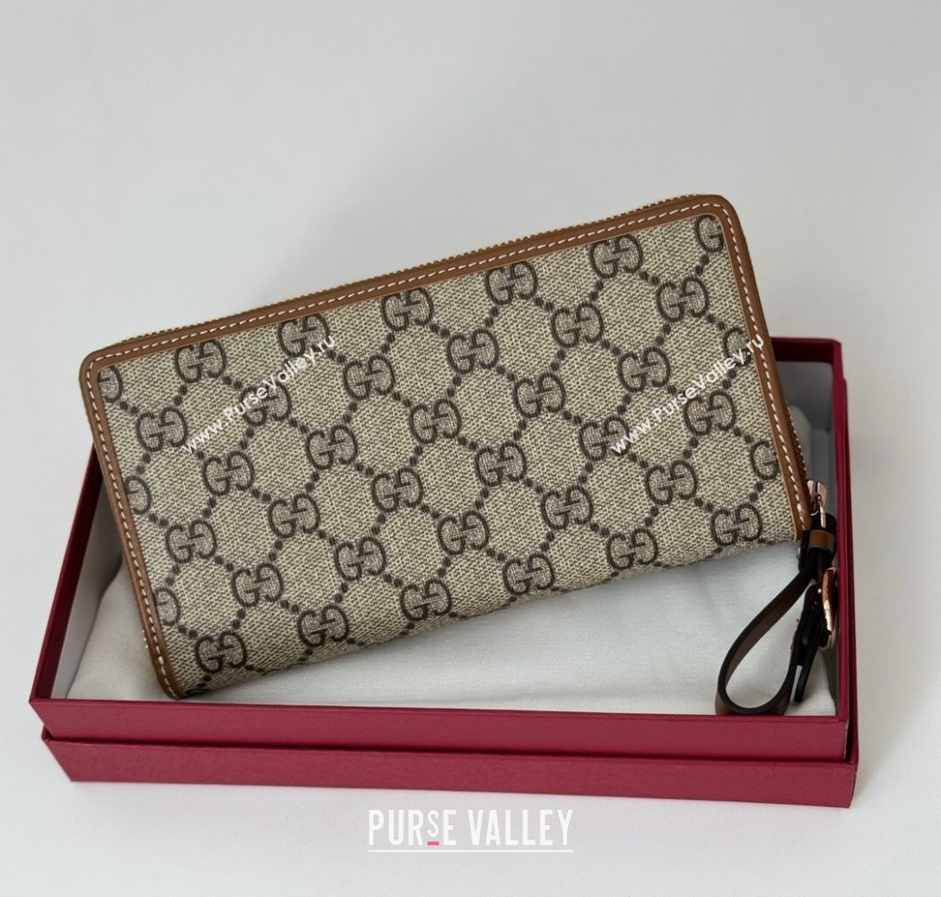 Gucci GG Canvas Emblem Zip Around Wallet Brown 2025 ‎819122 (DLH-250210094)