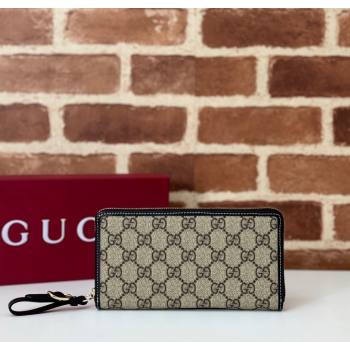 Gucci GG Canvas Emblem Zip Around Wallet Black 2025 ‎819122 (DLH-250210095)