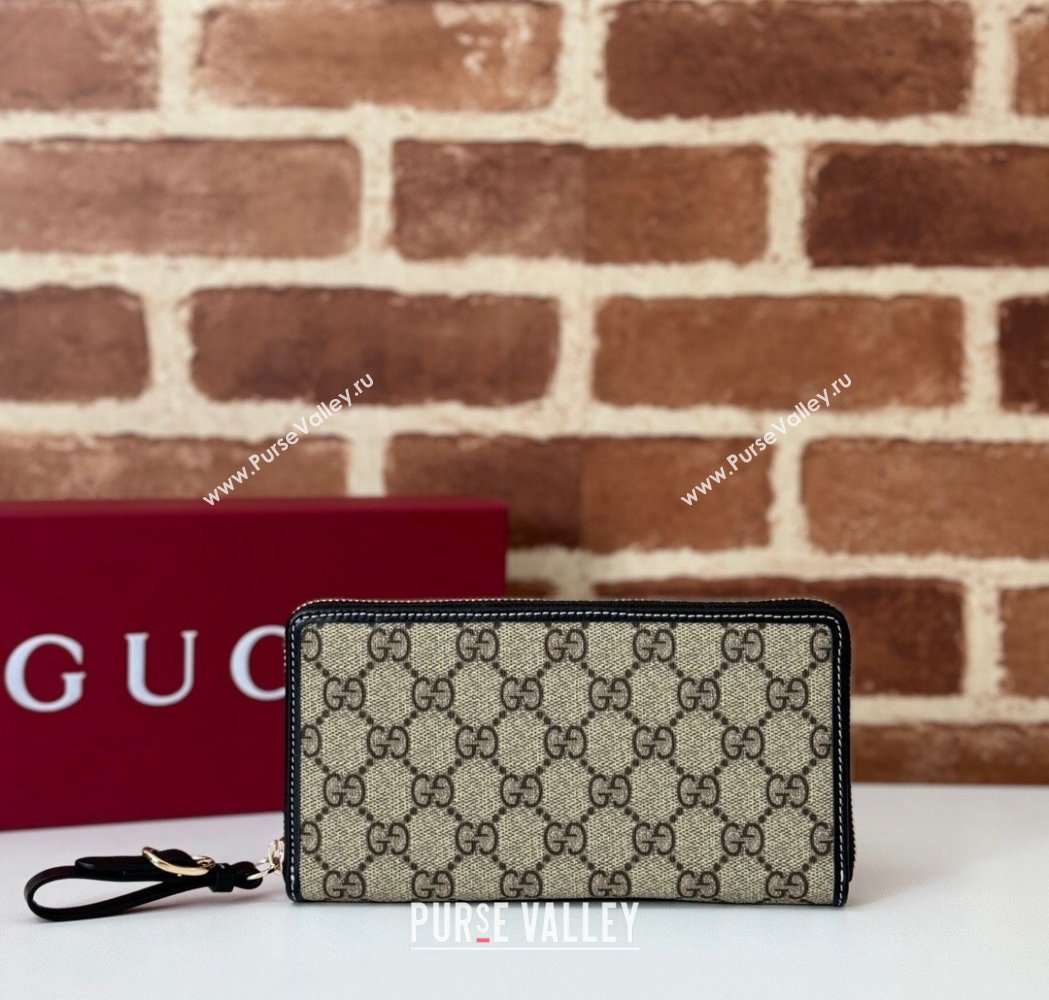 Gucci GG Canvas Emblem Zip Around Wallet Black 2025 ‎819122 (DLH-250210095)