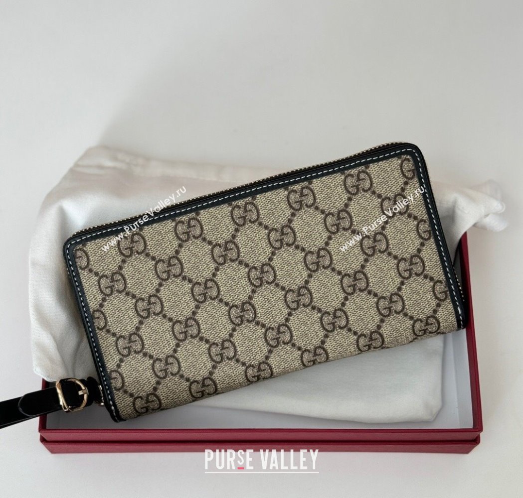 Gucci GG Canvas Emblem Zip Around Wallet Black 2025 ‎819122 (DLH-250210095)