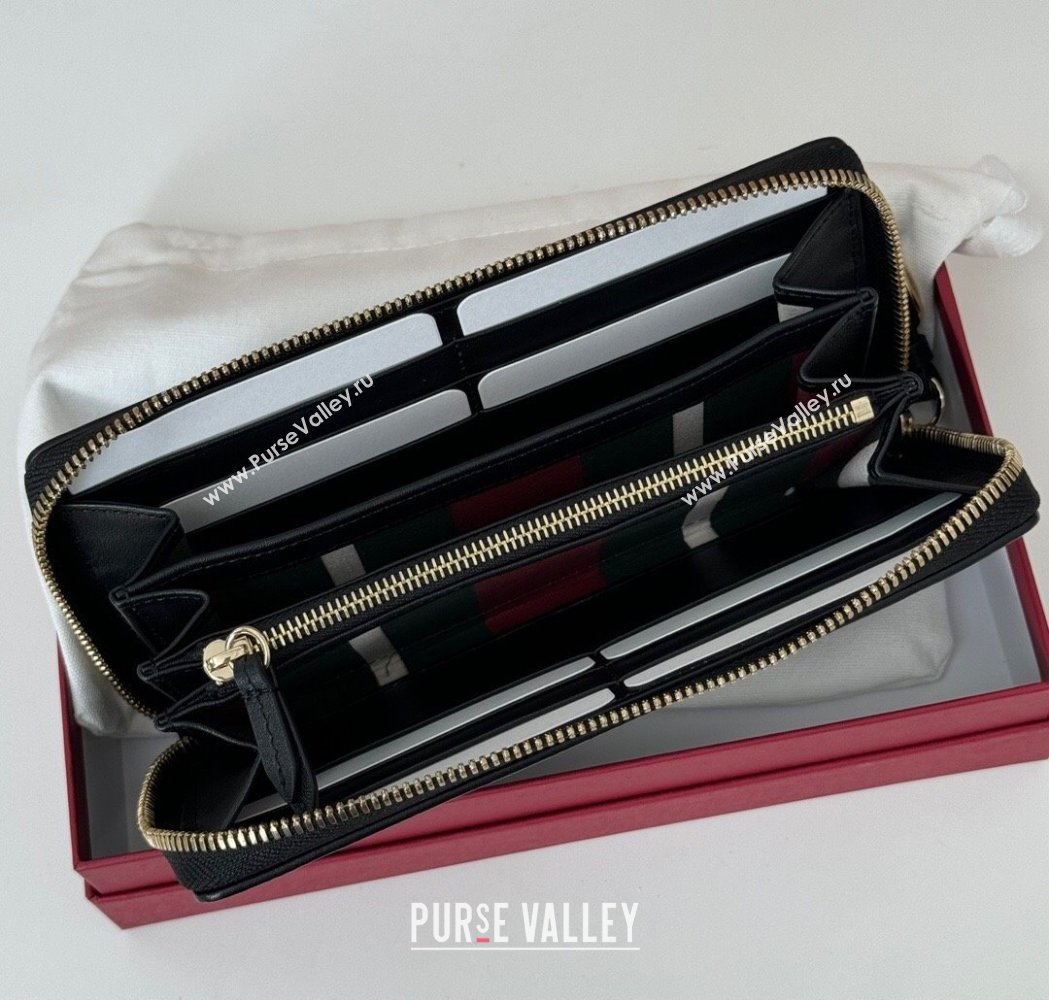 Gucci GG Canvas Emblem Zip Around Wallet Black 2025 ‎819122 (DLH-250210095)