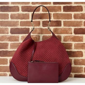 Gucci GG Suede and Leather Medium Shoulder bag Burgundy 2025 815924 (DLH-250210060)
