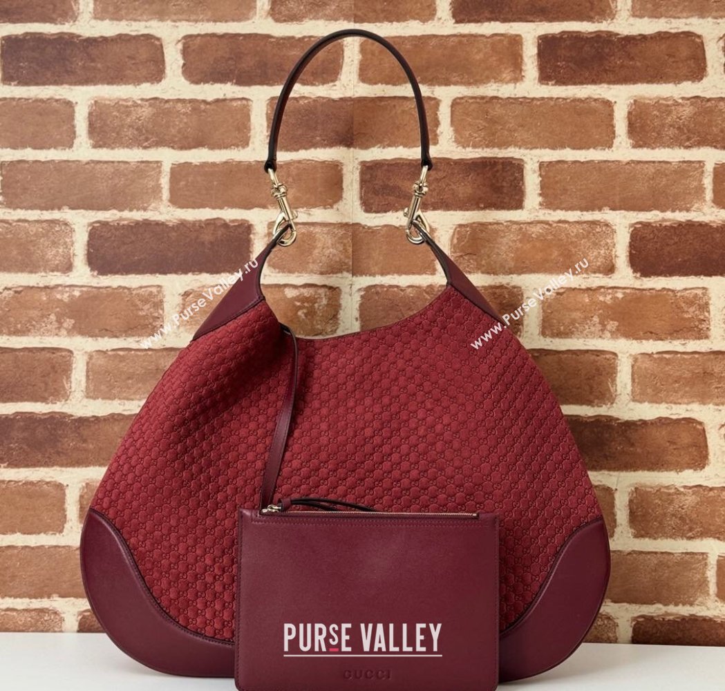 Gucci GG Suede and Leather Medium Shoulder bag Burgundy 2025 815924 (DLH-250210060)