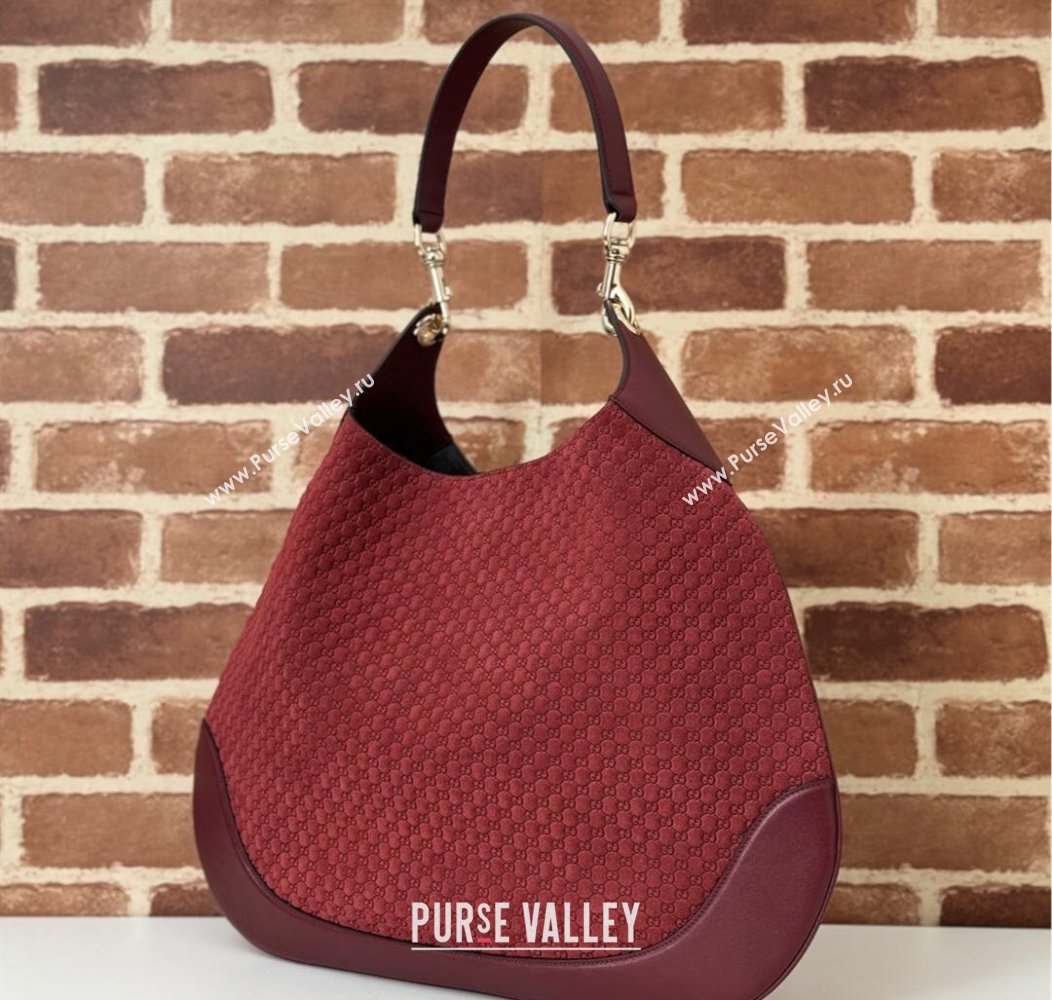 Gucci GG Suede and Leather Medium Shoulder bag Burgundy 2025 815924 (DLH-250210060)