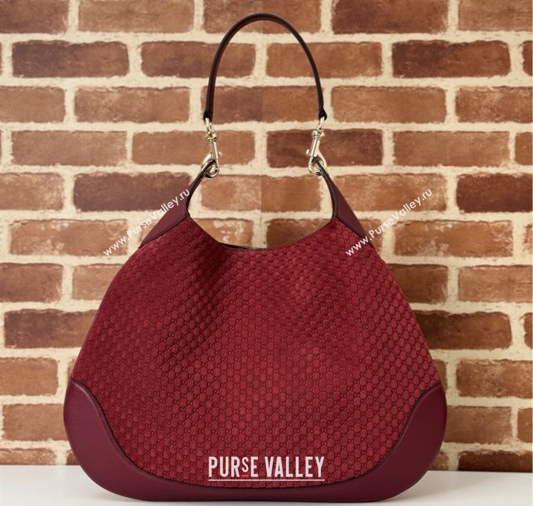 Gucci GG Suede and Leather Medium Shoulder bag Burgundy 2025 815924 (DLH-250210060)