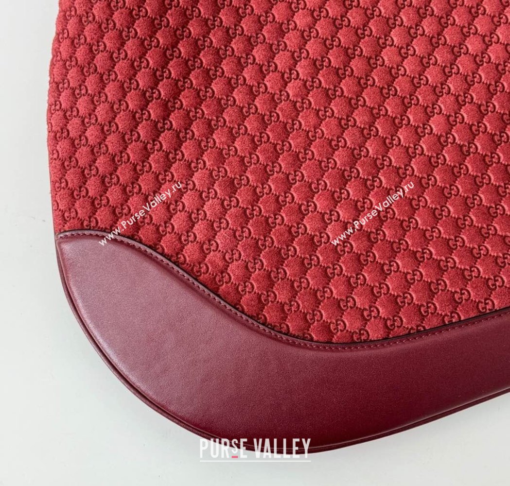 Gucci GG Suede and Leather Medium Shoulder bag Burgundy 2025 815924 (DLH-250210060)