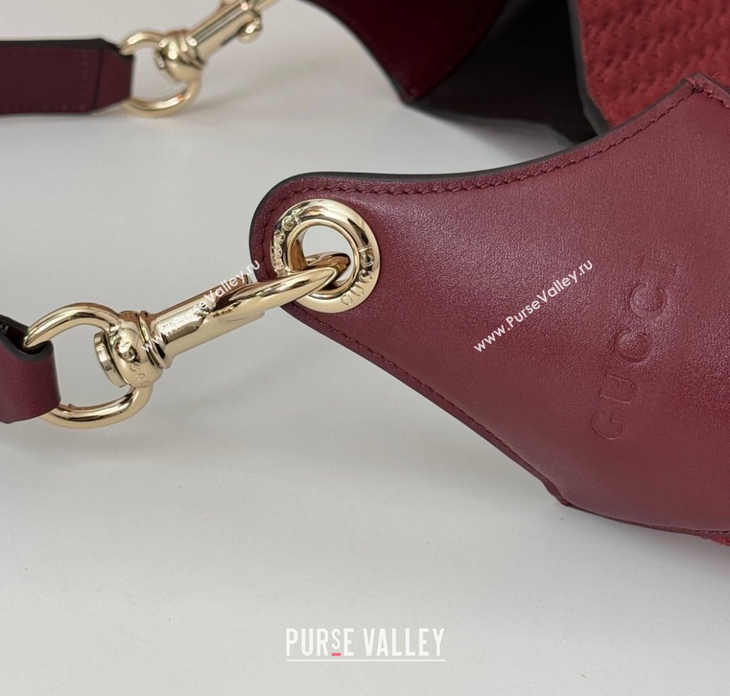 Gucci GG Suede and Leather Medium Shoulder bag Burgundy 2025 815924 (DLH-250210060)