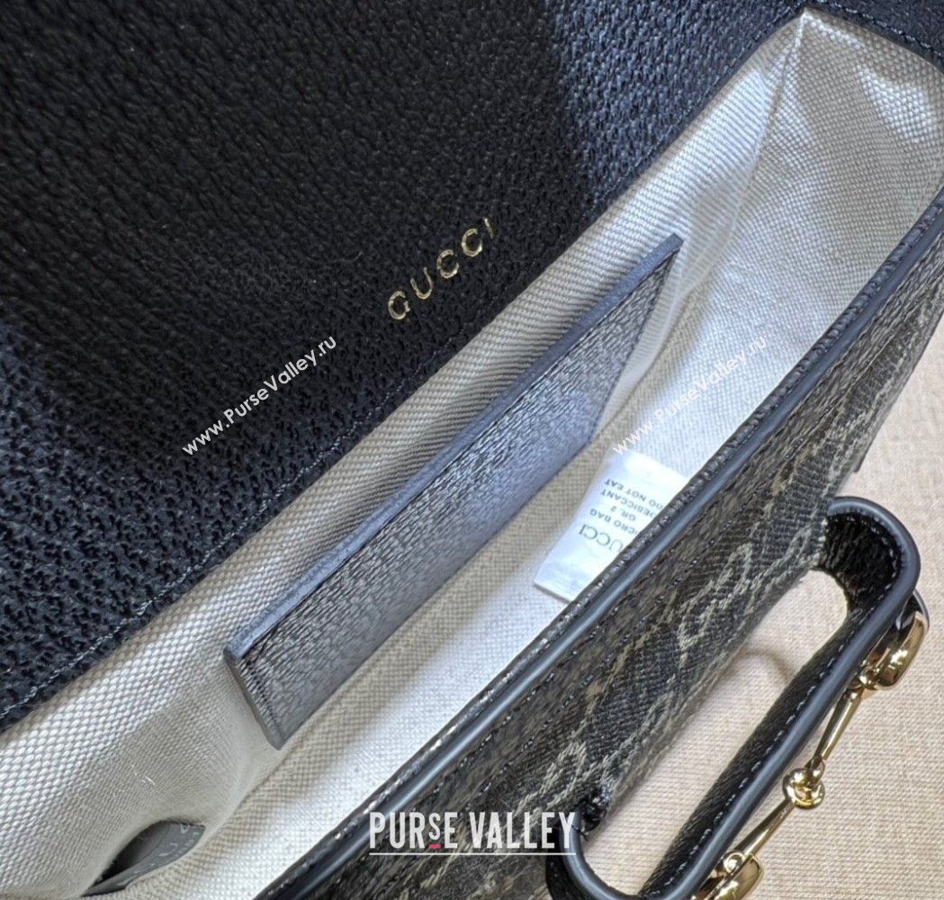 Gucci Horsebit 1955 Mini Bag in GG Supreme Denim Black 2025 658574 (DLH-250210061)