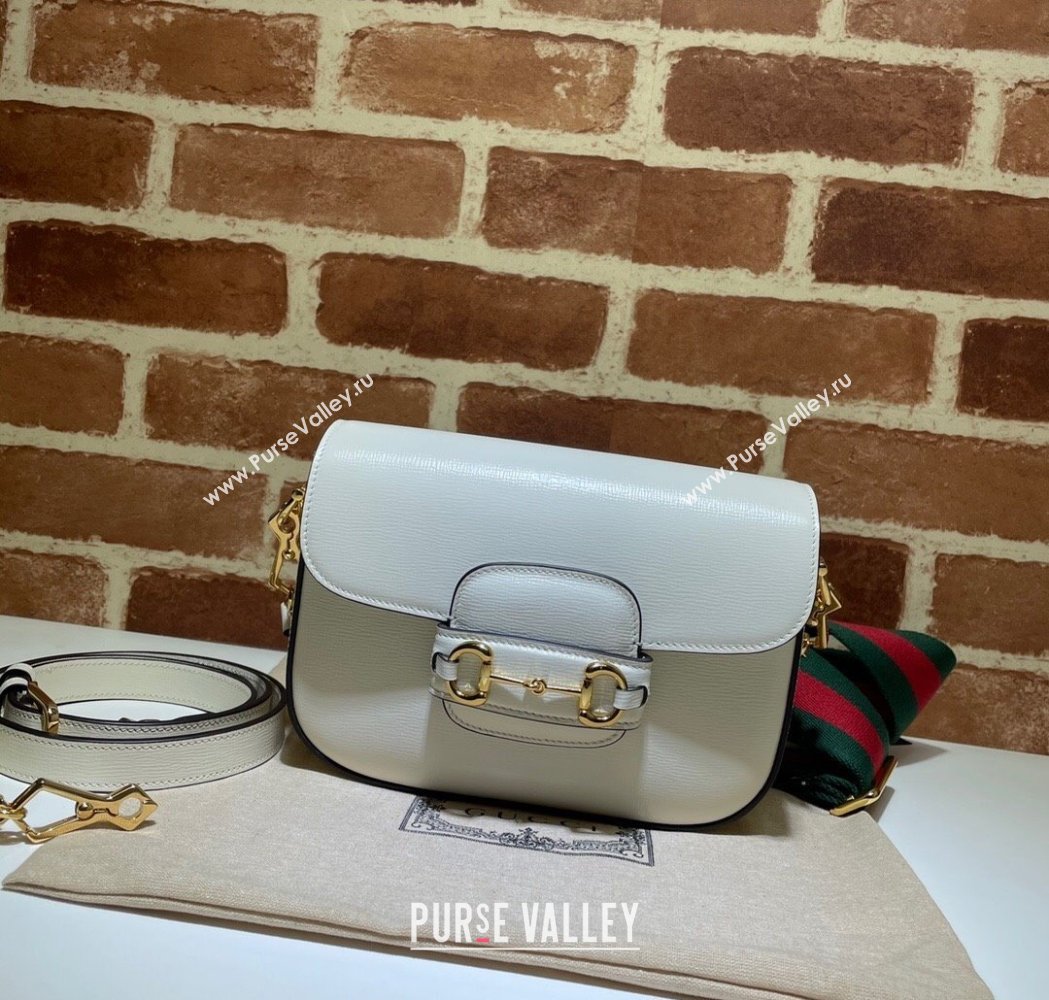 Gucci Horsebit 1955 Mini Bag in White Leather 2025 658574 (DLH-250210063)