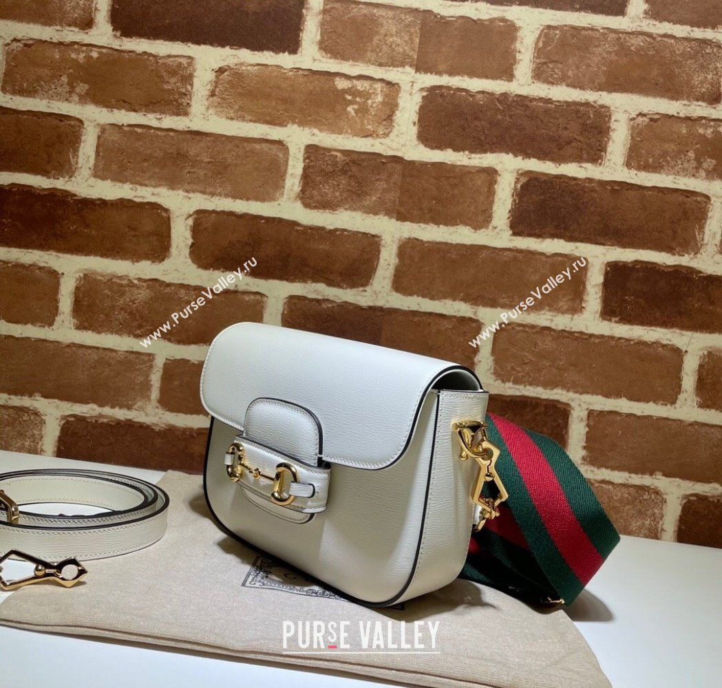Gucci Horsebit 1955 Mini Bag in White Leather 2025 658574 (DLH-250210063)