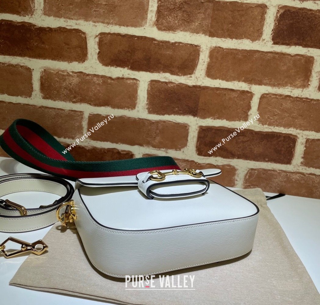 Gucci Horsebit 1955 Mini Bag in White Leather 2025 658574 (DLH-250210063)