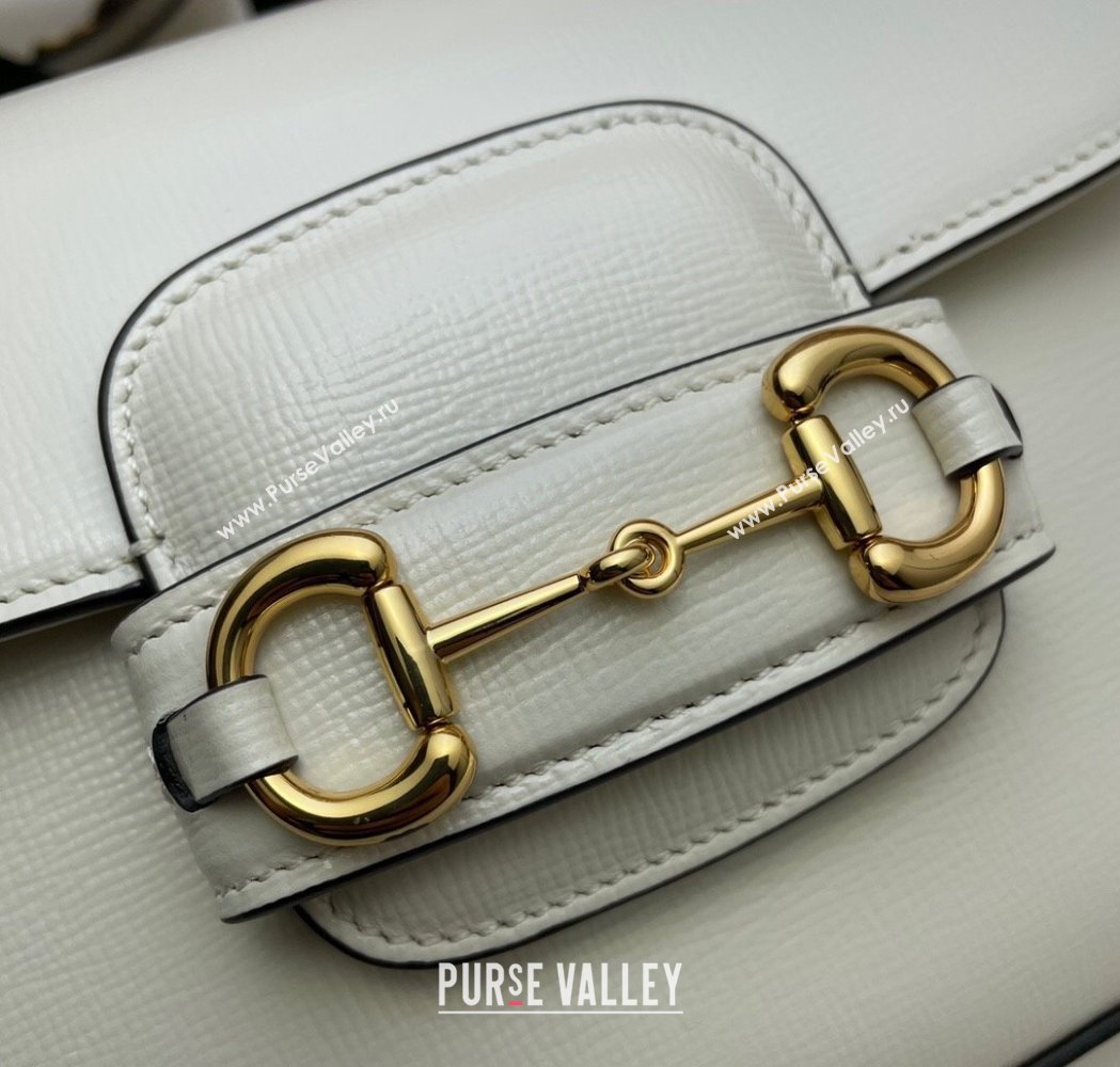 Gucci Horsebit 1955 Mini Bag in White Leather 2025 658574 (DLH-250210063)