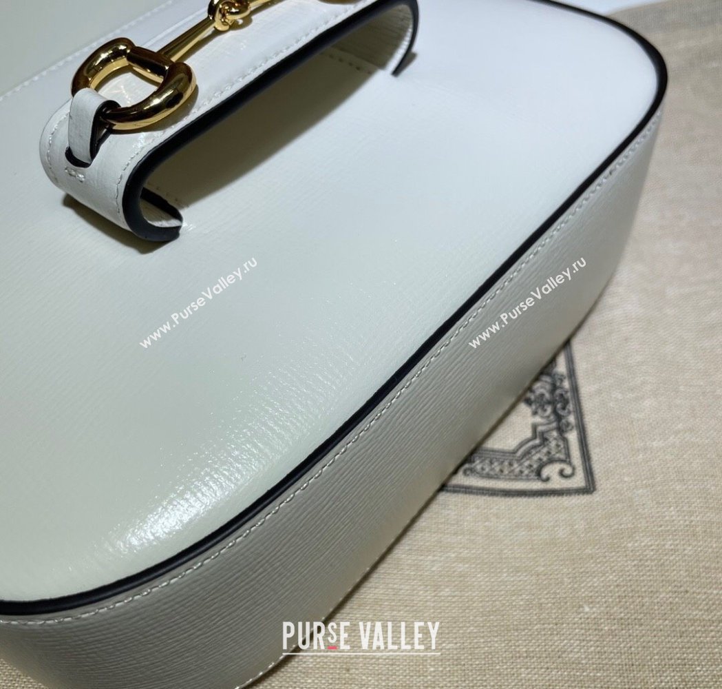 Gucci Horsebit 1955 Mini Bag in White Leather 2025 658574 (DLH-250210063)