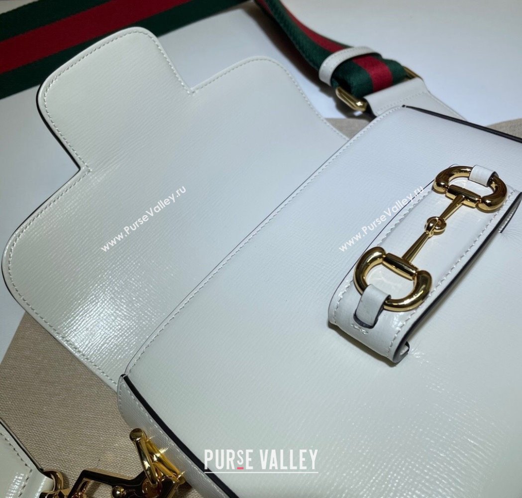 Gucci Horsebit 1955 Mini Bag in White Leather 2025 658574 (DLH-250210063)