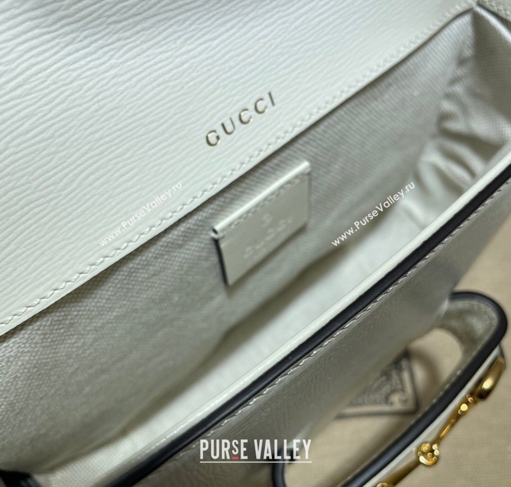 Gucci Horsebit 1955 Mini Bag in White Leather 2025 658574 (DLH-250210063)