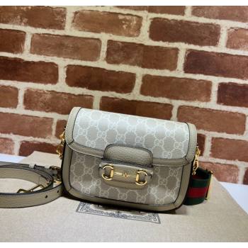 Gucci Horsebit 1955 Mini Bag in GG Supreme Canvas with Red and Green Web Beige/Oatmeal 2025 658574 (DLH-250210064)