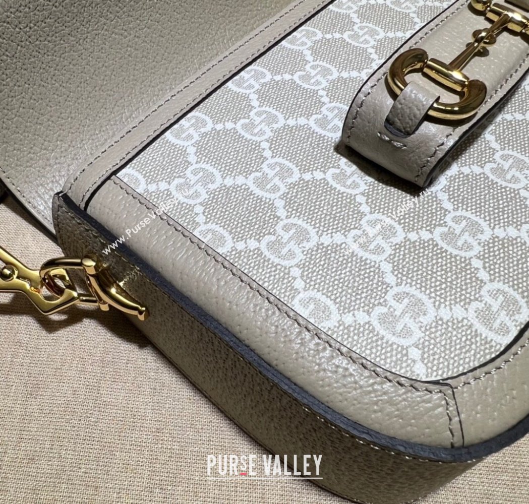 Gucci Horsebit 1955 Mini Bag in GG Supreme Canvas with Red and Green Web Beige/Oatmeal 2025 658574 (DLH-250210064)