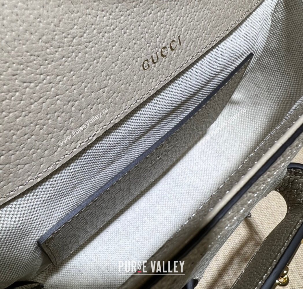 Gucci Horsebit 1955 Mini Bag in GG Supreme Canvas with Red and Green Web Beige/Oatmeal 2025 658574 (DLH-250210064)
