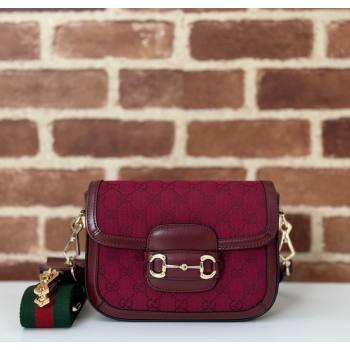 Gucci Horsebit 1955 Mini Bag in GG Supreme Canvas Rosso Ancora Red 2025 658574 (DLH-250210065)