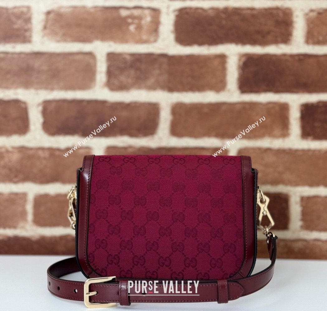 Gucci Horsebit 1955 Mini Bag in GG Supreme Canvas Rosso Ancora Red 2025 658574 (DLH-250210065)