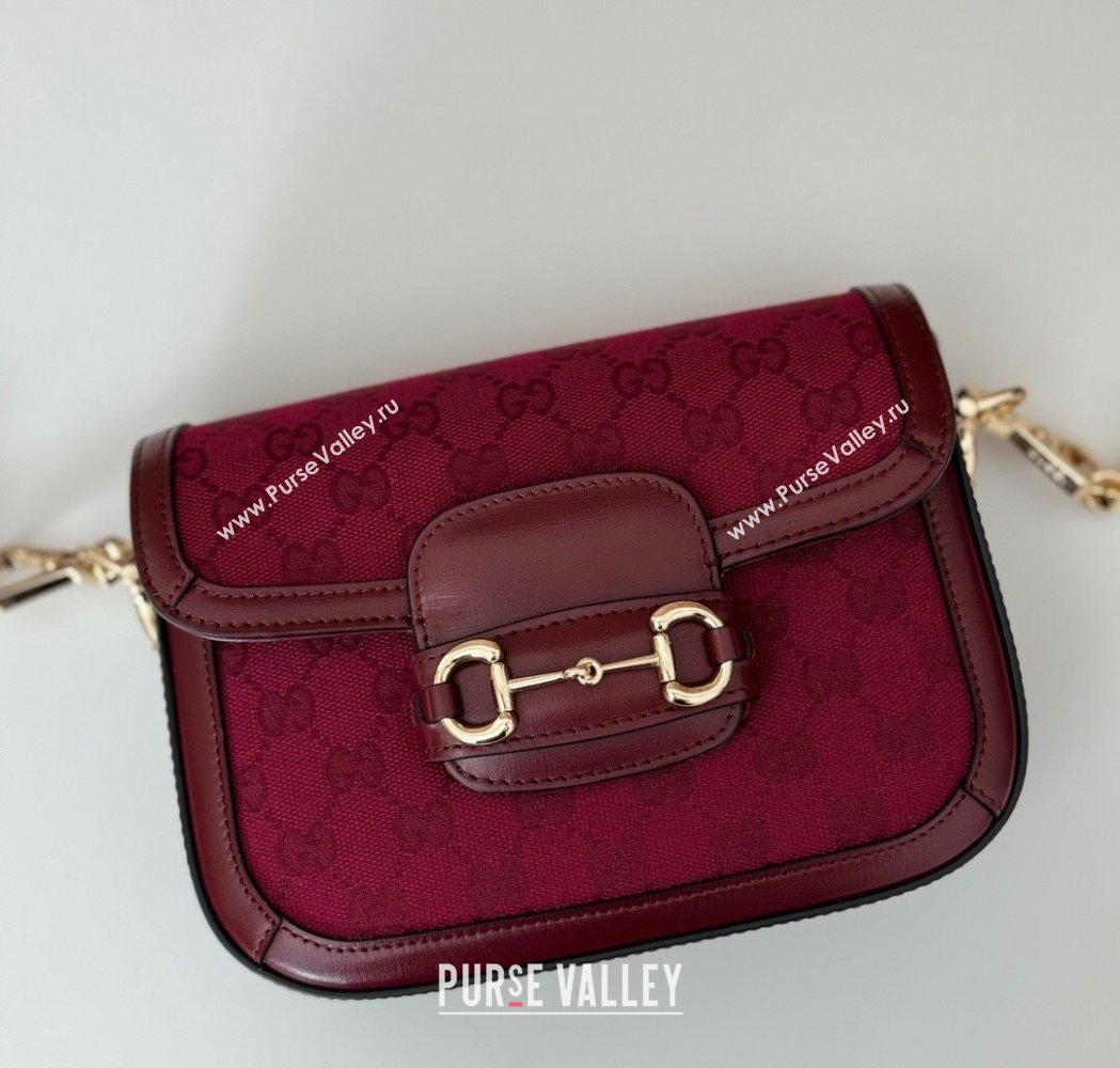 Gucci Horsebit 1955 Mini Bag in GG Supreme Canvas Rosso Ancora Red 2025 658574 (DLH-250210065)