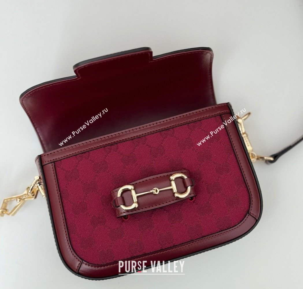 Gucci Horsebit 1955 Mini Bag in GG Supreme Canvas Rosso Ancora Red 2025 658574 (DLH-250210065)