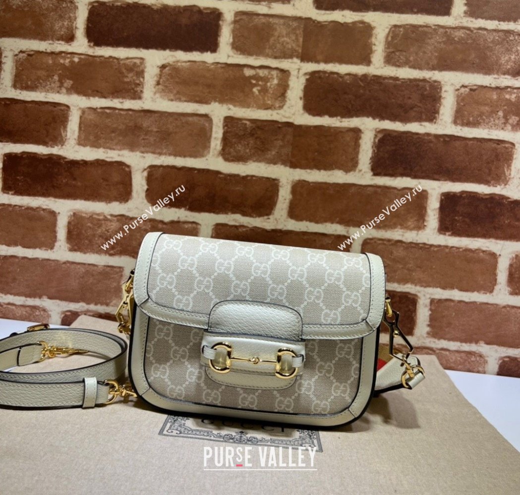 Gucci Horsebit 1955 Mini Bag in GG Supreme Canvas Beige/Cream 2025 658574 (DLH-250210066)